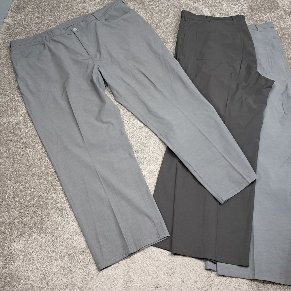 Perry Ellis Portfolio Mens Gray Dress Pants Bundle 48x30 Stretch Trousers 3pk